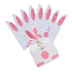 Пластиковые конфеты мешки, сумки для кроликов, подарочные пакеты, двухсторонняя печать, с проволочными завязками, ярко-розовый, мешок: 22.5x14 см, завязки: 8x0.4 см