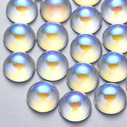 Cabochons de cristal transparente, color de ab chapado, medio redondo / cúpula, claro ab, 18x9mm