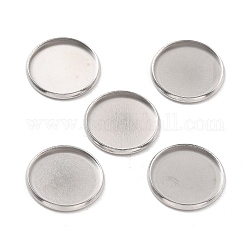 316 Surgical Stainless Steel Cabochon Tray Settings, Plain Edge Bezel Cups, Flat Round, Stainless Steel Color, 19.5x2mm