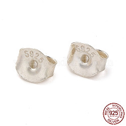 925 Sterling Silver Friction Ear Nuts, with S925 Stamp, Silver, 5x5.5x3mm, Hole: 0.9mm, about 222Pcs/20g