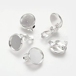 Boucle d'oreille en laiton, Accessoires de bijoux, couleur argentée, 16x14mm, Plateau: 12 mm