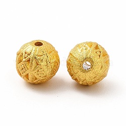 Crémaillère perles en alliage placage, ronde, couleur or mat, 8.3x8mm, Trou: 1.4mm