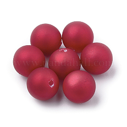 Perlas de imitación de plástico ecológicas, estilo de goma, alto brillo, Grado A, medio-perforado, redondo, rojo, 8mm, medio agujero: 1.4 mm