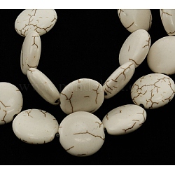 Perles de magnesite synthetiques, plat rond, blanc, 16x6~7mm, Trou: 1mm, 24 pièces / chapelet, 14.96 pouce