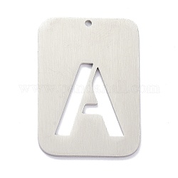 304 ciondoli in acciaio inossidabile, rettangolo con l'alfabeto, cavo, letter.a, 32x22x1mm, Foro: 1.5 mm