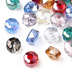 Transparent Electroplate Glass Beads Strands, AB Color Plated, Faceted, Rondelle, Mixed Color, 5.5x3.5mm, Hole: 1.4mm