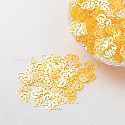Accessori ornamentali paillette / paillettes in plastica, volto sorridente, giallo, 8x6x0.1mm, Foro: 0.8 mm