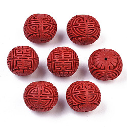 Perles de cinabre, sculpté en laque, rondelle, rouge, 24~25x21.5~22.5mm, Trou: 2mm
