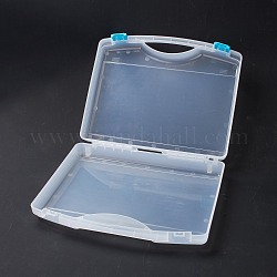 Cajas de almacenamiento portátiles de plástico, para el almacenamiento de herramientas de joyería, Rectángulo, blanco, 27x33x6.8 cm