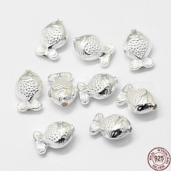 Perline in argento sterling, pesce, argento, 12.5x8.7x5.8mm, Foro: 1.3 mm