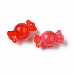 Perles acryliques, pierre d'imitation, candy, rouge, 9.5x18x10mm, Trou: 2.5mm, environ 830 pcs/500 g
