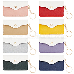 Wadorn 8pcs 8 couleurs portefeuilles en similicuir, bourse de changement, avec porte-clés en fer, rectangle, couleur mixte, 11.5x7.1x0.85 cm, 1 pc / couleur