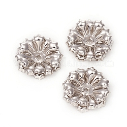 Multi-pétalo latón perlas tapas, Plateado de larga duración, flor, Platino, 24x6mm, agujero: 1.5 mm