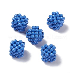 Handgefertigte, undurchsichtige, gewebte Perlen aus Kunststoff, keine Lochperle, Würfel, Verdeck blau, 15.5x15.5x15.5 mm
