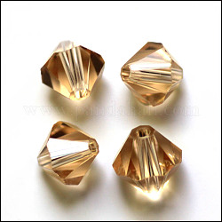 Imitation österreichischen Kristallperlen, Klasse aaa, facettiert, Doppelkegel, dunkelgolden, 4.55x5 mm, Bohrung: 0.7~0.9 mm