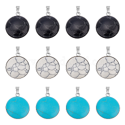 Unicraftale 12 pièces 3 couleurs pendentif turquoise dôme de 31mm pendentifs de collier turquoise teints demi-ronds avec pendentif de 8x3mm pour la fabrication de bijoux de collier à faire soi-même