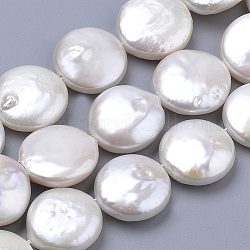 Perle baroque naturelle perles de perles de keshi, perle de culture d'eau douce, plat rond, floral blanc, 12~13x4~6mm, Trou: 0.5mm, Environ 13~15 pcs/chapelet, 7 pouce ~ 7.75 pouces