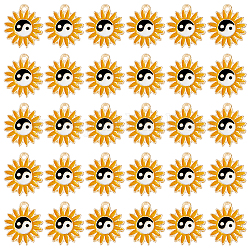 Dicosmetic 60 Stück Blumen-Anhänger, Yin-Yang-Amulett-Anhänger, goldene Sonne, Blumen-Anhänger, chinesisches Symbol, Talisman, Sonnenblume mit Yin-Yang-Anhängern, Legierung, Emaille-Anhänger für die Schmuckherstellung, Bohrung: 1.6 mm