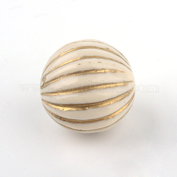 Perline placcatura acrilici rotondi, metallo dorato allacciati, beige, 9.5x10mm, Foro: 2 mm, circa 904pcs/500g