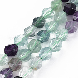 Chapelets de perles en fluorite naturel, étoiles coupées perles rondes, facette, 8~10x7~8mm, Trou: 1mm, Environ 49~50 pcs/chapelet, 14.57~14.96 pouce (37~38 cm)