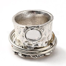 Вращающееся овальное кольцо из сплава со стеклом, массивное готическое кольцо для успокаивающей медитации, античное серебро, размер США 6 1/2 (16.9 мм)