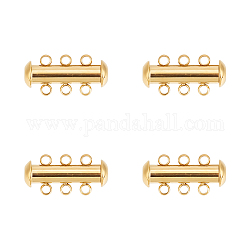 Unicraftale 4 Sets 304 Stainless Steel Slide Lock Clasps, Peyote Clasps, 3 Strands, 6 Holes, Tube, Golden, 20x10x6.5mm, Hole: 1.6mm
