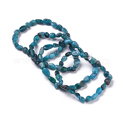 Bracelets extensibles en perles naturelles d'apatite, pierre roulée, pépites, 2~2-1/4 pouce (5.2~5.6 cm), perle: 7~13x6~10 mm