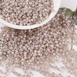 Perles rocailles miyuki rondes, Perles de rocaille japonais, 8/0, (albâtre blush teinté blush rr579), 3mm, Trou: 1mm, environ 422~455 pcs/10 g