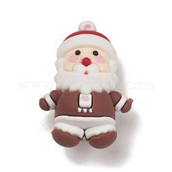 Pendenti grandi in stile natalizio in plastica pvc, Babbo Natale, 52.5x35x25mm, Foro: 3 mm
