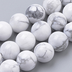 Chapelets de perles en howlite naturelle, ronde, 8mm, Trou: 1mm, Environ 50 pcs/chapelet, 15.7 pouce