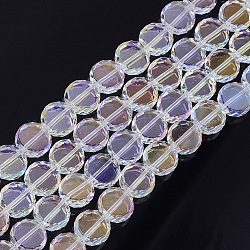 FilI di perline in vetro placcato, ab colore placcato, sfaccettato, rotondo e piatto, chiaro ab, 12x5~5.5mm, Foro: 1 mm, circa 50pcs/filo, 22.8 pollice