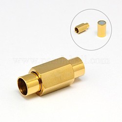 304 Magnetverschluss aus Edelstahl mit Klebeenden, Ionenbeschichtung (ip), Kolumne, golden, 20 mm, Bohrung: 5 mm, Durchmesser: 8 mm