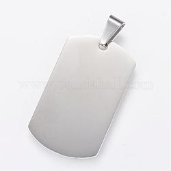 304 Stainless Steel Stamping Blank Tag Pendants, Double Side Polished, Rectangle, Stainless Steel Color, 40x23.5x2mm, Hole: 7x4mm