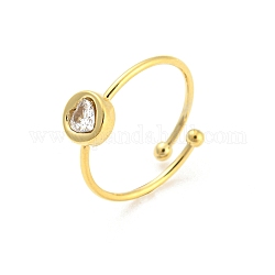 304 кольцо из нержавеющей стали с открытым сердцем, с четким кубического циркония, золотые, размер США 7 1/4 (17.5 мм)