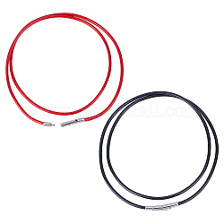 Sunnyclue 2 pièces 2 couleurs polyester cordons cirés fabrication de colliers, avec 304 fermoirs à baïonnette en acier inoxydable, couleur inoxydable, noir et rouge, couleur mixte, 46x0.2 cm