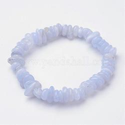 Natural  Blue Lace Agate Beaded Stretch Bracelets, 2-1/8 inch(54mm)
