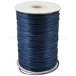 Korean Waxed Polyester Cord, Bead Cord, Prussian Blue, 1.2mm, about 185yards/roll