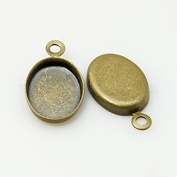 Brass Pendant Cabochon Settings, Lead Free, Cadmium Free and Nickel Free, Oval, Antique Bronze Color, Size: about 6.5mm wide, 8.5mm long, 1.5mm thick, hole: 1mm, tray: 7.5x5.5mm