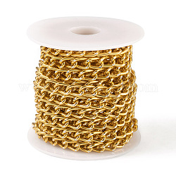 Oxidation Aluminum Curb Chains, Unwelded, with Spool, Golden, 8x5x1.5mm, about 16.40 Feet(5m)/Roll