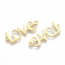 201 Stainless Steel Links connectors, Laser Cut Links, Word Love, Golden, 9x26x1mm, Hole: 1.5mm