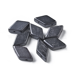 Enlaces de múltiples hilos de piedra negra natural, rombo, 17.5~22x9.5~11.5x5.5~6.5mm, agujero: 1~1.5 mm