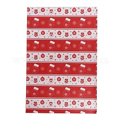 Hojas de tela de cuero de pvc impresas tema navideño, para diy arcos pendientes haciendo manualidades, rojo, 30x20x0.07 cm