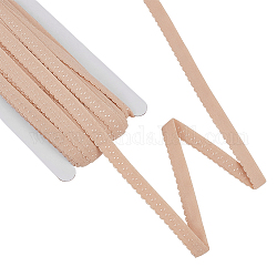 Cordino elastico a doppia piegatura in nylon, piatto con bordo ondulato rifilato, peachpuff, 12mm, circa 21.87 iarde (20 m)/carta
