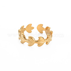 Chapado en iones (ip) 304 anillo de puño abierto de flor de acero inoxidable para mujer, sin níquel, real 18k chapado en oro, nosotros tamaño 9 1/4 (19.1 mm)