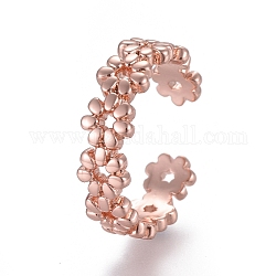 Регулируемые латунные кольца на мыске, открытые манжеты, открытые кольца, цветок, розовое золото , Размер 4, внутренний диаметр: 14.5 мм