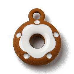Legierung Emaille Anhänger / charms, Donut-Charme, Schokolade, 12.5x10x3 mm, Bohrung: 1.5 mm