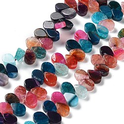 Natürliche Achat Perlen Stränge, gefärbt und erhitzt, oben gebohrt, Träne, Farbig, 8x5x3 mm, Bohrung: 0.8~1 mm, ca. 52~55 Stk. / Strang, 7.48~7.87 Zoll (19~20 cm)