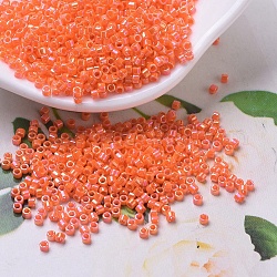 Perles miyuki delica petites, cylindre, Perles de rocaille japonais, 15/0, (dbs0161) orange opaque ab, 1.1x1.3mm, Trou: 0.7mm, environ 3500 pcs/10 g