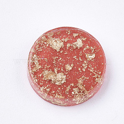 Cabochon in resina traslucida, con foglia d'oro all'interno, rotondo e piatto, rosso, 12x3mm