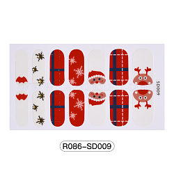 Etiquetas engomadas del arte del clavo de la cubierta completa del tema de la Navidad, para decoraciones con puntas de uñas, rojo, 107x60mm